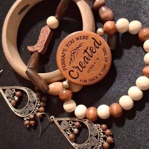 Inspirational Wooden Beaded Bracelet Set